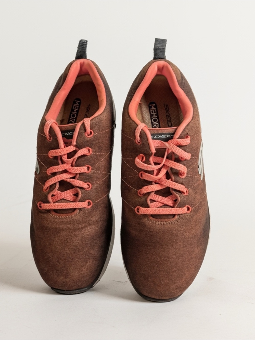 Skechers Brown Sneakers with Coral Laces